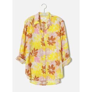 Xirena Beau Shirt Women Sz L Floral Beach Resort Cruise Vacation Button Up